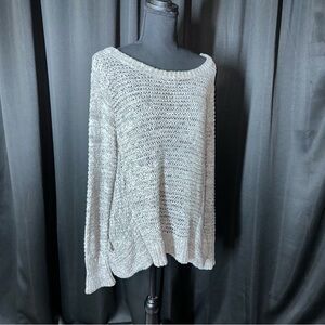 Eileen Fisher Cotton Sweater Gray Loose Knit Pullover Size Lg Pockets Lagenlook